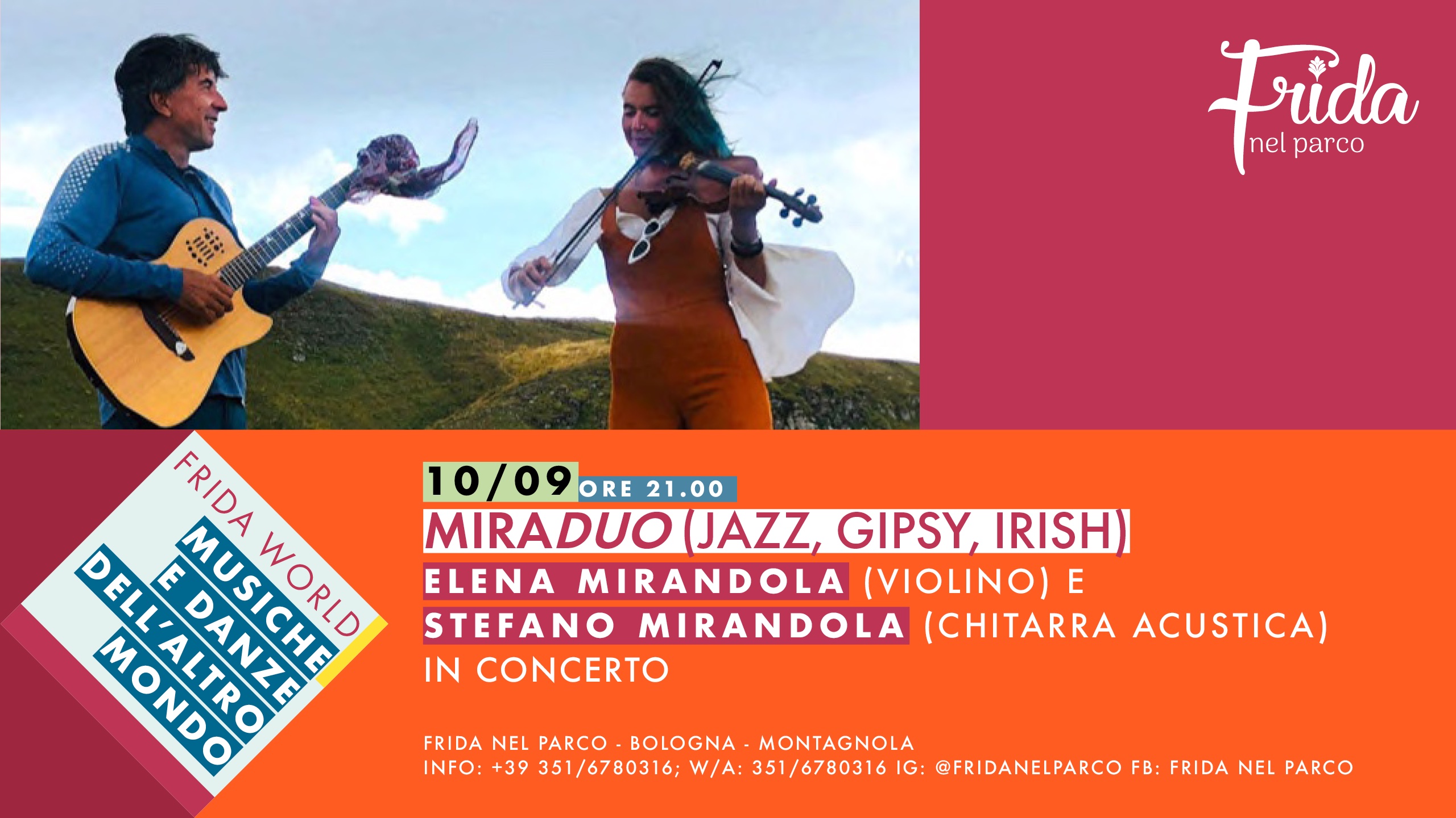 MIRAduo (jazz, gipsy, irish), Elena Mirandola (violino) e Stefano Mirandola (chitarra acustica) in concerto